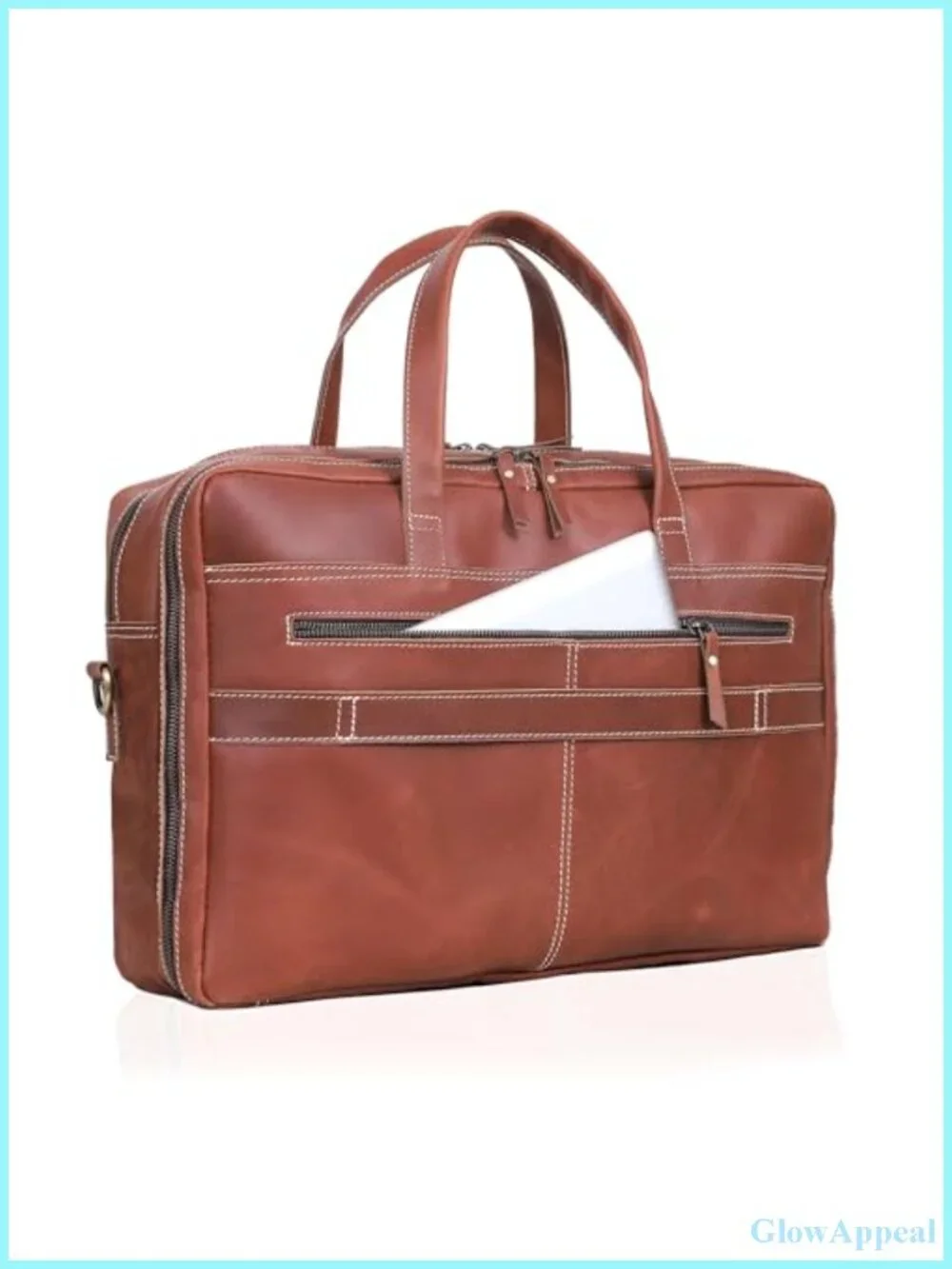 Full Grain Italian Leather Briefcase Laptop Bag Handcrafted